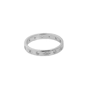 Microinset cincin perak murni S925, ornamen tangan bintang Flash berlian segel cincin