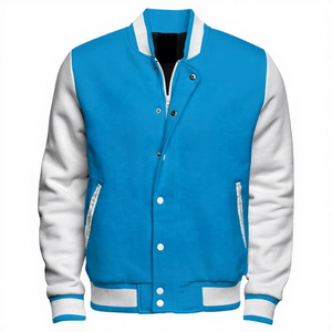 Varsity แจ็คเก็ตผ้าฝ้าย100%,โพลีเอสเตอร์สีทึบปักลาย - Product Image 1