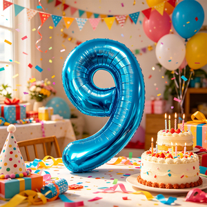 Party Love Balloon Numero Blue N9 100cm 12 pcs Bag for celebrating ages, anniversaries, or themed events - Product Image 5