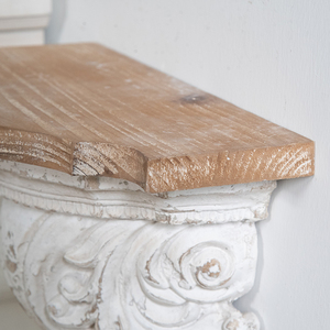 S/<span class=keywords><strong>2</strong></span> en détresse rustique sculpté à la main en bois massif MGO fleur Design montage mural rebord flottant support mural étagère pour la décoration intérieure - Product Image 6