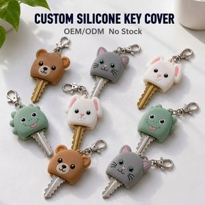 Housse de clé en silicone personnalisée avec dessin animé, protection universelle pour clés, porte-clés mignon en forme d'animal pour serrures de porte et de vélo - Product Image 1
