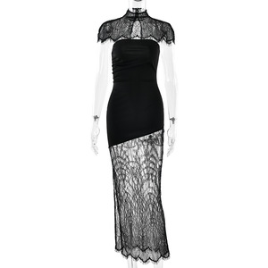 Nuovo <span class=keywords><strong>Abito</strong></span> Lungo Sexy con Spalline in Pizzo, Senza Spalline, Aderente, con Schiena Scoperta e Spacco per Donne - Product Image 5