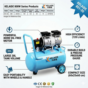 Compresseur d'air sans huile KELAIDE 801-30, 30L, portable, 800W, type à piston, avec roues et poignée, débit de 120 L/min - Product Image 5