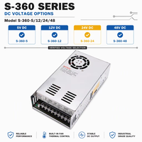 Alimentation à découpage S-360-12 12V 30A 360W à sortie unique AC/DC SMPS avec ventilateur de refroidissement intelligent pour LED industrielles
