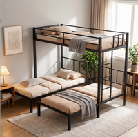Lit superposé triple moderne avec structure métallique détachable, écologique et portable