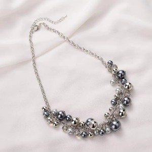 Collana con effetto Multi perline color <span class=keywords><strong>argento</strong></span>, girocollo a grappolo con perline <span class=keywords><strong>grigio</strong></span> e <span class=keywords><strong>argento</strong></span>, gioielli eleganti in stile Vintage da donna - Product Image 5