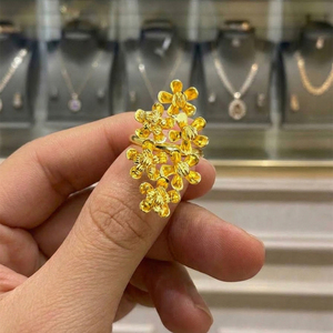 Anel de Cobre Banhado a Ouro Saudita Habesha com Design de Flor Multipétalas, Joia Feminina de Destaque, Presente - Product Image 2