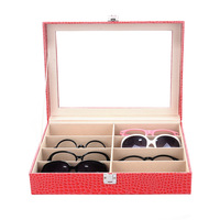 Boîte de rangement grande capacité pour lunettes de soleil, présentoir de luxe pour lunettes, tiroir de rangement en cuir pour lunettes de soleil