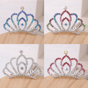 Di Cristallo coreano dei bambini Corona Festival Prestazioni Pettine Dei Capelli di Colore Diademi Corona Per Le Bambine - Product Image 5