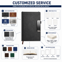 Carnet d'affaires en cuir PU avec logo personnalisé, poignée en métal brossé couleur canon de fusil, journal magnétique, cadeau d'entreprise, agenda personnalisé