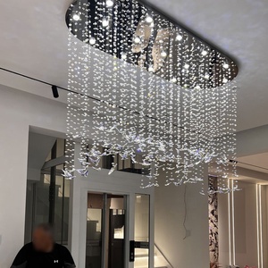 Chất lượng cao hiện đại thép không gỉ Tinh thể thủy tinh bướm ánh sáng mặt dây chuyền điều chỉnh chiều cao dẫn tiết kiệm năng lượng <span class=keywords><strong>Dimmable</strong></span> cho khách sạn - Product Image 4