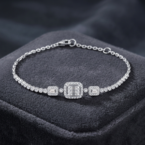 Exquisite Accessories Charming Geometric Trendy 18K White Gold Natural Diamond Bracelet <b>Set</b> for Women-Wedding Party Gift - Product Image 2