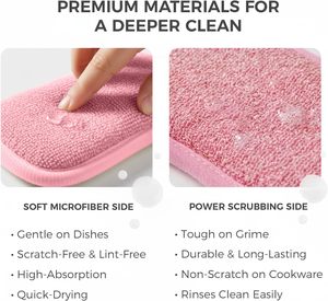 Estropajo de Alambre de Acero de Doble Cara Personalizado y Duradero para Lavar Platos, Esponja de Limpieza de Microfibra Jacquard Engrosada para Cocina - Product Image 4