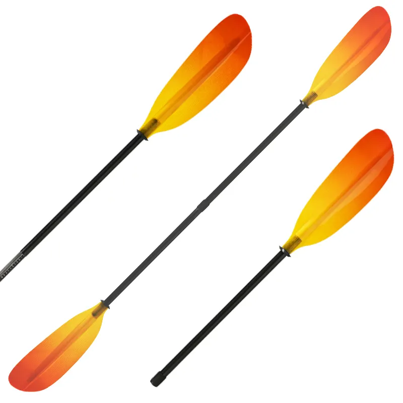 HOFi Adjustable Wing Blade Carbon Kayak Paddle 2-Piece Transparent Fiberglass with 3K Plain Weave Carbon Fiber round Shaft