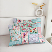 Ensemble de couvre-lit matelassé en patchwork pastel, imprimé floral et à carreaux, pour lit Queen/King