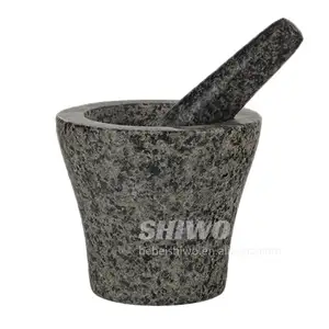 Polished Heavy Granite for Enhanced Performance and Organic Appearance,Hand Carved from Natural Granite, Mortar and Pestle