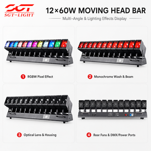 12x60W RGBW 4in1 LED Moving Head Bar Dotline 20CH 53CH 101CH 155CH 169CH RDM 16bit Beam Wash Swing DMX512 für DJs - Product Image 3