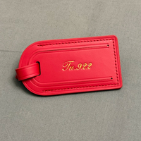 Étiquette de bagage en cuir en gros avec couvercle rabattable pour la confidentialité, sangle réglable, boucle métallique, logo personnalisé, pour valise de voyage