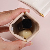 Mini pochette en cuir PU compressible pour bagues, colliers, boucles d'oreilles, sac à bijoux de voyage en PU, porte-écouteurs, pochette à monnaie compressible, pochette à cosmétiques