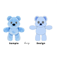 Ours bleu doux de dessin animé personnalisé de petite taille avec personnage couineur poupée ours en peluche Animal Figure en peluche jouet