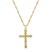 Collier pendentif croix en acier inoxydable plaqué or 18 carats PVD, micro-incrustation de zircon cubique, chaîne à maillons, cadeau de fête pour femme, vente en gros