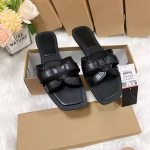 Wholesale Classic Summer Slides ZA Ladies Sandals Fashion PU Leather Outdoor Female Shoes Non-slip F - EU Size 35
