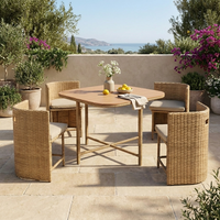 Modernes 4-Sitzer Stahlrahmen PE-Rattan Nesting Essgruppen-Set Platzsparende Outdoor-Essmöbel für Kompakte Balkone & Gärten