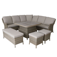 Ensemble de canapé d'angle moderne et élégant en aluminium avec table à fonction de levage pour l'extérieur, hôtel, salle à manger, villa, style de loisirs, mobilier de jardin