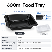 Contenants rectangulaires jetables personnalisables pour emporter, barquettes en PP pour l'emballage alimentaire, boîtes à lunch compatibles micro-ondes