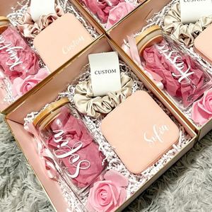 Custom Logo <b>Gift</b> Box <b>Set</b> Customized Glass Cup Candle Scrunchie for Corporate Client <b>Wedding</b> Bridesmaid <b>Gift</b> Custom Box Supplier - Product Image 4
