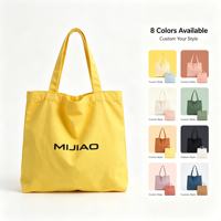 Sac fourre-tout en toile de coton jaune uni avec logo imprimé personnalisé, grande capacité, réutilisable, sac cadeau pour l'école, usage quotidien