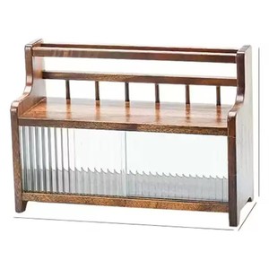 Armoire de rangement en bois massif avec design coulissant, organisateur de bureau étanche pour l'affichage de la porcelaine, forme carrée - Product Image 4