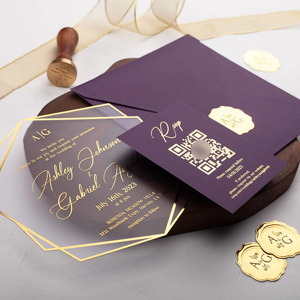 2026 New Arrivals Custom Purple Fold Pocket Luxury Acrylic Christmas Invitation <b>Cards</b> <b>Gold</b> Foil Eco-Friendly 3D Pop-up - Product Image 3