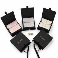 Boîte à bijoux personnalisée pour boucles d'oreilles, en matériau mat, accessoires, petite boîte cadeau à rabat avec ruban et insert en mousse