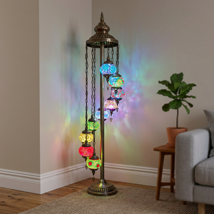 Lampada da terra turca a mosaico con 9 paralumi per sala da pranzo e soggiorno - Product Image 4