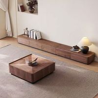 Nouvelle Arrivée 2026 : Table Basse et Meuble TV Minimalistes en Placage de Bois, Design Moderne et Tendance pour Hôtels et Maisons