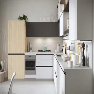 Lacquer Kitchen Cabinet New Modern Wooden Veneer Matt Lacquer Finished Black Kitchen Cabinet Designs