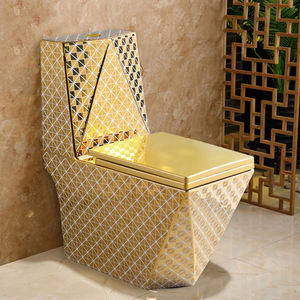 Inodoro de Cerámica de Una Pieza de Lujo con Doble Descarga y Acabado Dorado, Montado en el Suelo, Garantía de 5 Años - Product Image 2