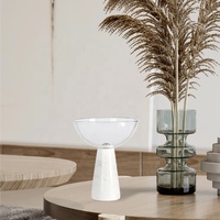 Bol à fruits rond moderne de luxe avec base en marbre blanc et accessoires d'ameublement personnalisés en verre pour la décoration de bureau