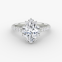 Bague de fiançailles en or massif 14K/18K avec diamant de laboratoire de 3 carats, taille marquise, trois pierres, pavé latéral, certifiée IGI CVD/HPHT, personnalisable