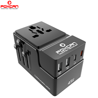 Adaptateur de voyage USB GaN 45W Foxcan International, chargeur universel Type-C avec fonctions PD et QC pour iPhone, compatible avec les appareils électriques internationaux