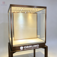 Vitrine en verre moderne avec éclairage LED personnalisée de luxe MOOKOO, avec support, facile à assembler, pour les magasins de vêtements