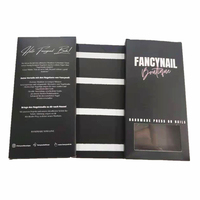 Emballage pour ongles longs 24/20 Boîte noire avec fenêtre en PVC et carte d'insertion pour ongles