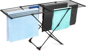 Estante de secado de ropa de <span class=keywords><strong>metal</strong></span> de organización de 18M con estantes de secado plegables de plástico de hierro estante de ropa de viaje de pie - Product Image 5