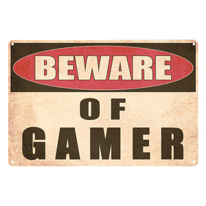 Video Game Em Processo de Homem Da Caverna Sinal Da Lata Do Vintage do Metal Poster Adesivos de Parede Room Decor Plaque Retro <span class=keywords><strong>Gamer</strong></span> Placa Decorativa - Product Image 3