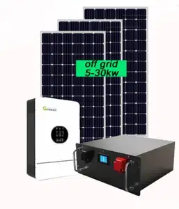 Novo sistema de energia solar com 25 anos de garantia 5Kw 10Kw 15Kw 20Kw 30Kw 50Kw Com bom preço sistema de energia solar híbrido para casa