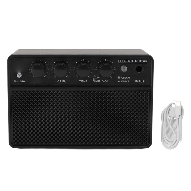 Bass Amplifier 10W Subwoofer BT Rechargeable Amplifier Guitar Amp for Live Outdoor Black