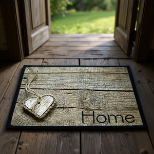 Paillasson design cœur sur bois, tapis de bienvenue pour la maison, utilisation intérieure et extérieure - Product Image 3