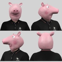 Masque de cochon réaliste Masque de déguisement d'animal drôle Carnaval Pleine tête Masques de fête en latex de caoutchouc souple pour adultes