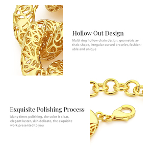 18K Plaqué Or Chunky Chaîne Bracelet De Mode Épais <span class=keywords><strong>Gourmette</strong></span> Creuse <span class=keywords><strong>Maille</strong></span> En Laiton Lien Audacieux Déclaration Bracelets Bijoux pour Femmes - Product Image 6